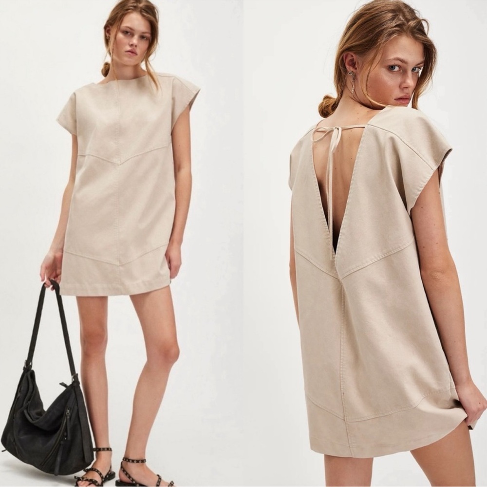 Free People Sawyer Mini Dress Vegan Suede in Oat Milk‎
